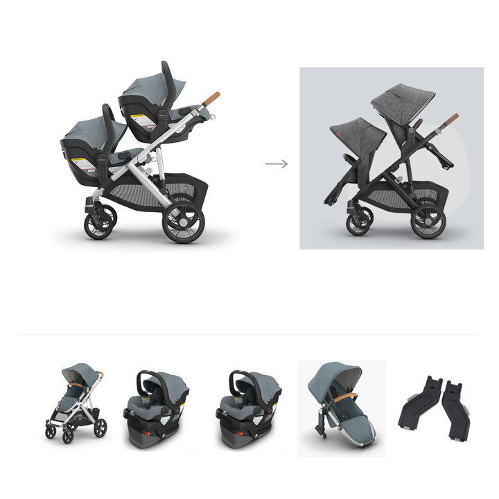 UPPAbaby Vista V3 Twin Mesa V3 Grow Travel System in Callum — official parent-use configuration and all included components — CK parent-use V3