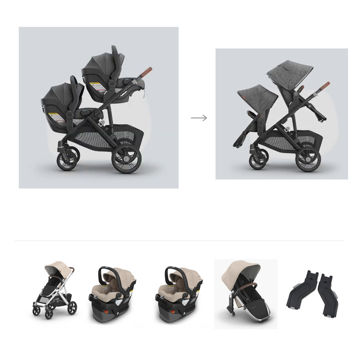 UPPAbaby Vista V3 Twin Mesa V3 Grow Travel System in Declan — official parent-use configuration and all included components — CK parent-use V3