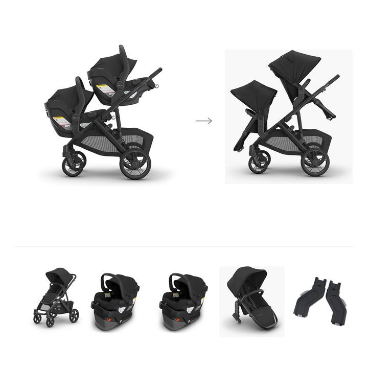 UPPAbaby Vista V3 Twin Mesa V3 Grow Travel System in Jake — official parent-use configuration and all included components — CK parent-use V3