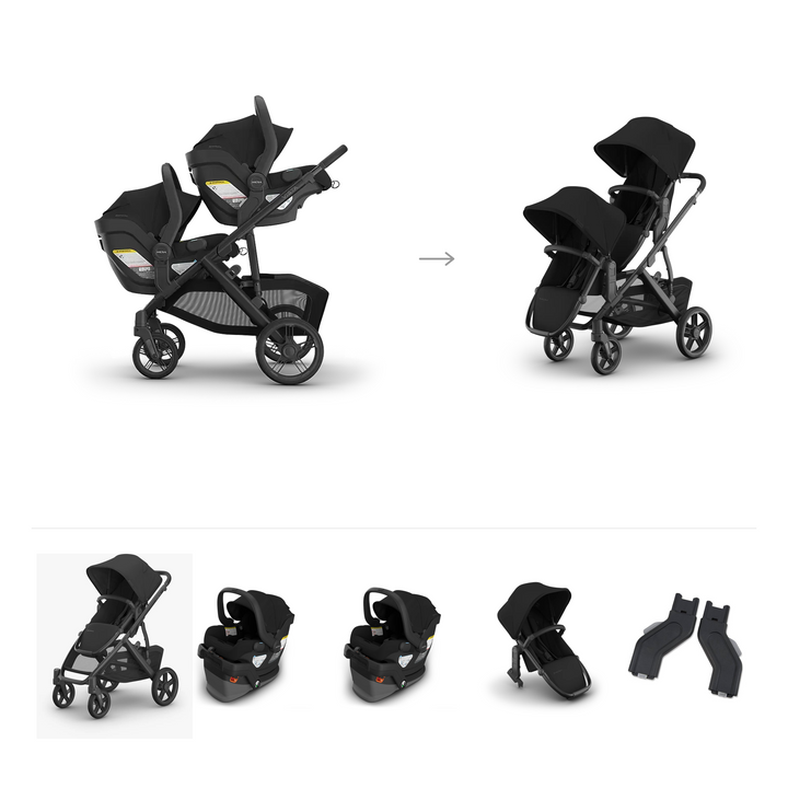 UPPAbaby Vista V3 Twin Mesa V3 Grow Travel System in James — official parent-use configuration and all included components — CK parent-use V3
