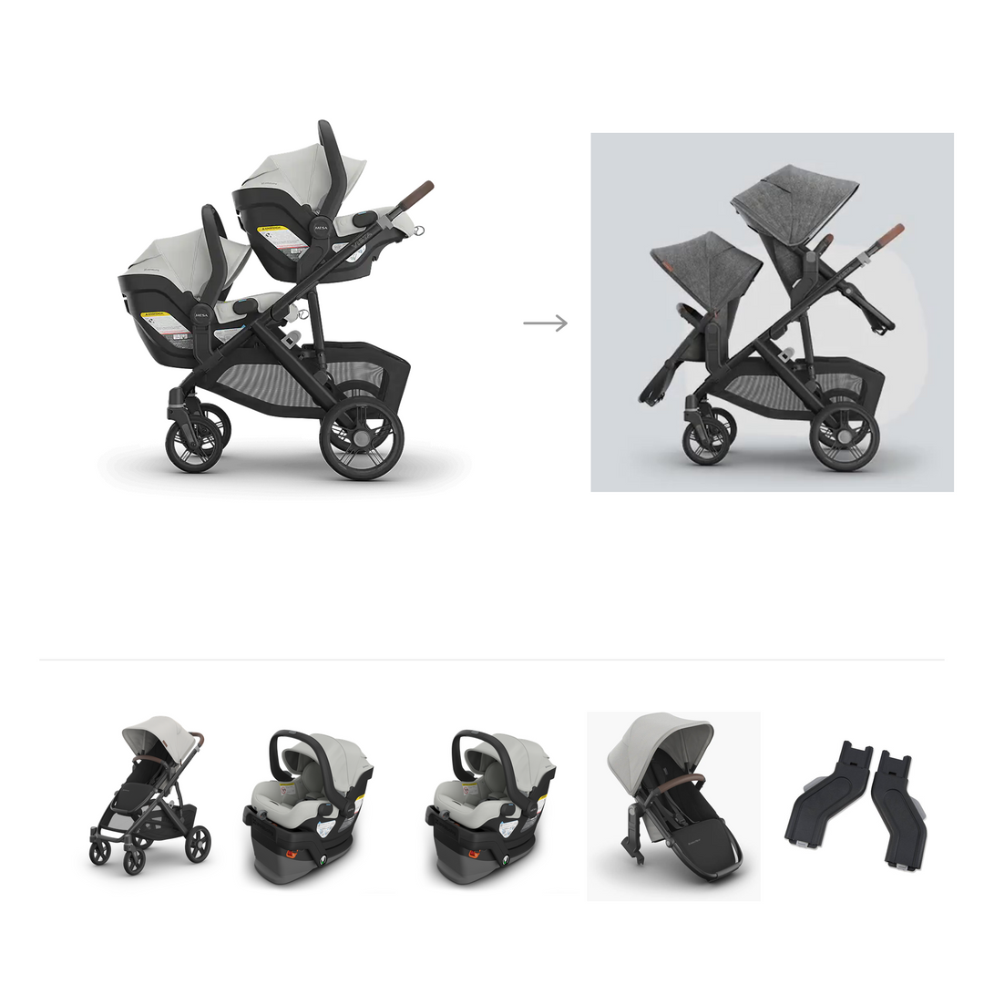 UPPAbaby Vista V3 Twin Mesa V3 Grow Travel System in Savannah — official parent-use configuration and all included components — CK parent-use V3