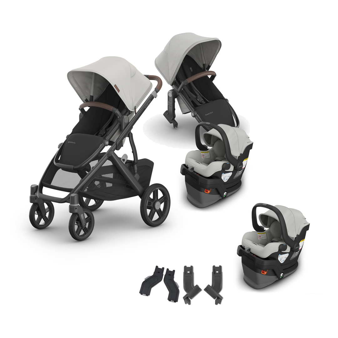 UPPAbaby Vista V3 Twin Mesa V3 Grow Travel System in Savannah — all included components