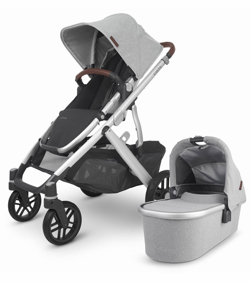 UPPAbaby Vista V2 Stroller -Stella (Grey Brushed mélange/Silver/Chestnut Leather) + MESA V2 Infant Car Seat - Stella (Grey)