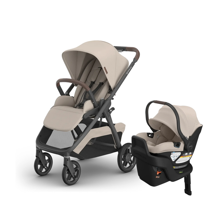UPPAbaby Kona stroller in Ada with Aria V2 infant car seat and base in Ada
