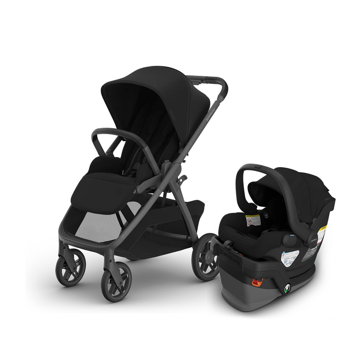 UPPAbaby Kona stroller in James with Mesa V3 infant car seat and base in James