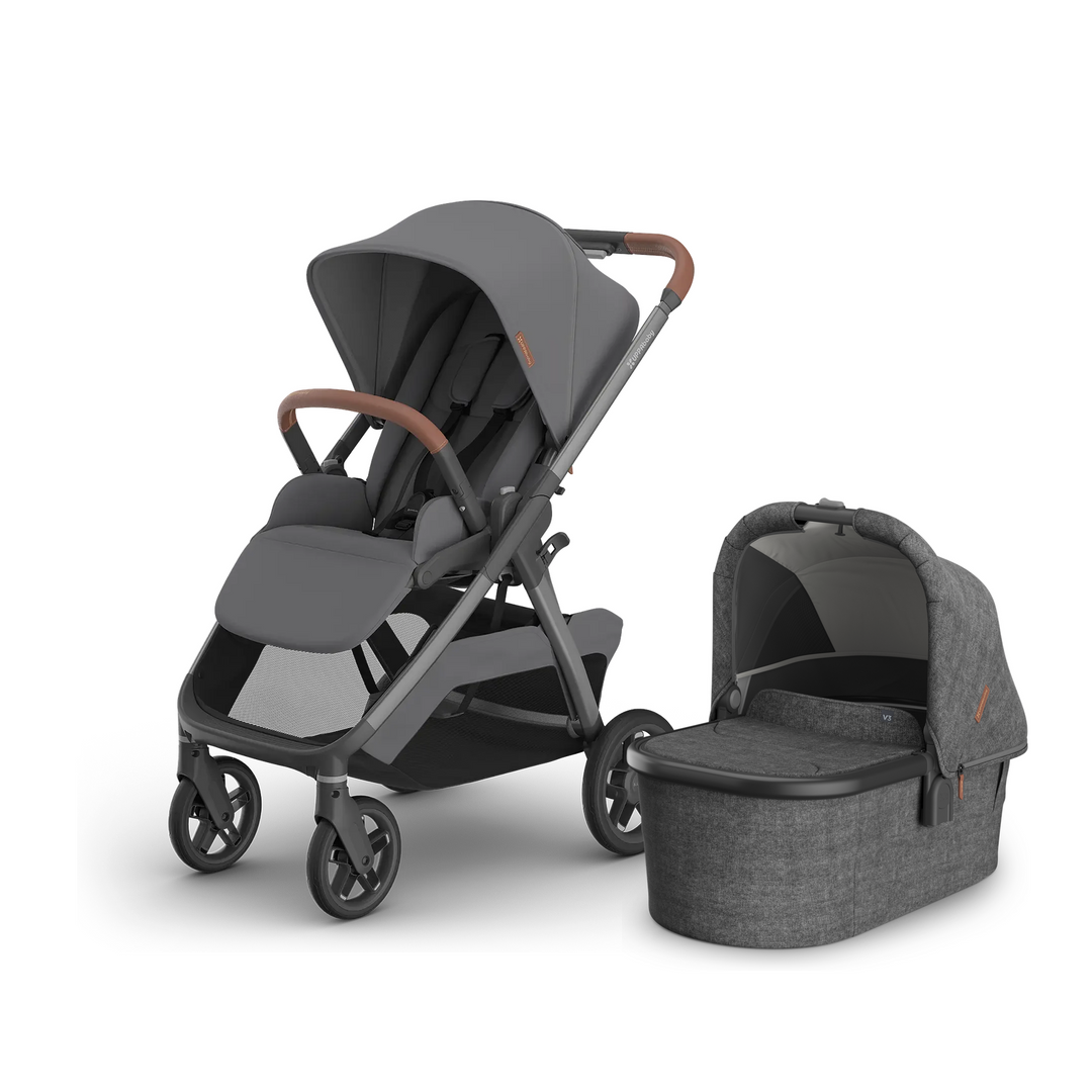 UPPAbaby Kona stroller in Rowan with Bassinet V3 in Greyson