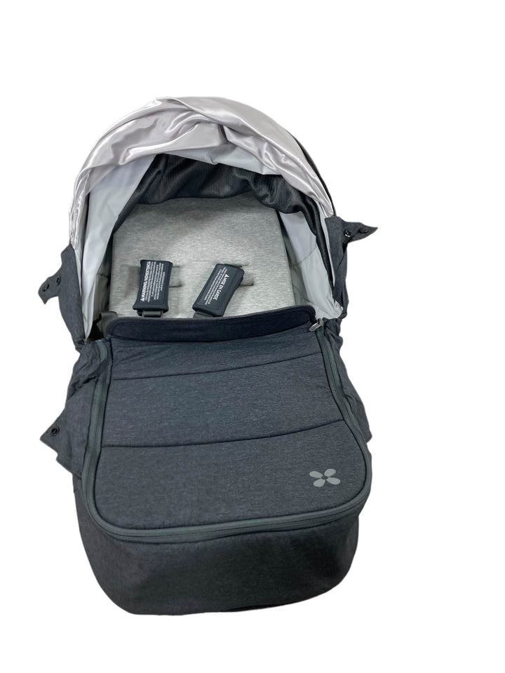 Product reference photo: UPPAbaby original MINU From Birth Kit bassinet attachment in Jordan Charcoal Melange, shown without the stroller.