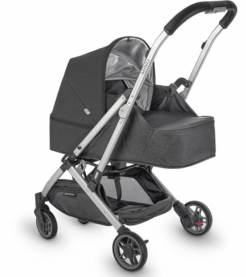 UPPAbaby original MINU From Birth Kit in Jordan Charcoal Melange. Stroller shown for fit reference; stroller is not included.