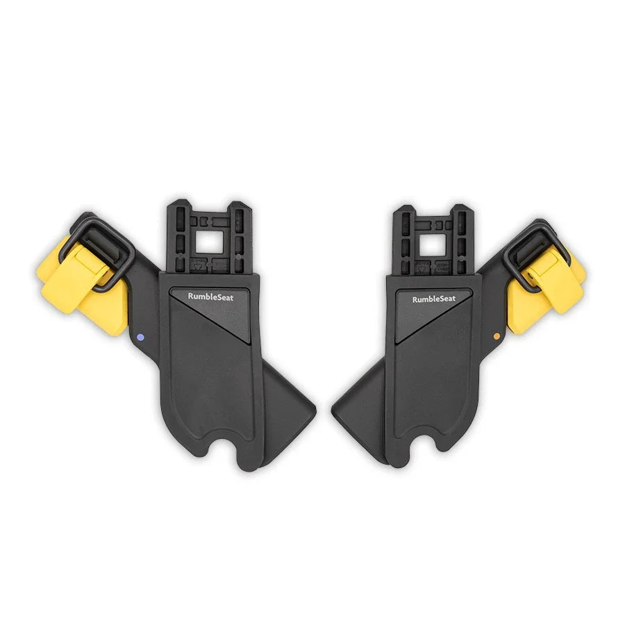 UPPAbaby replacement RumbleSeat adapter pair with yellow locking tabs — manufacturer catalog photo; one replacement pair included with each seat.