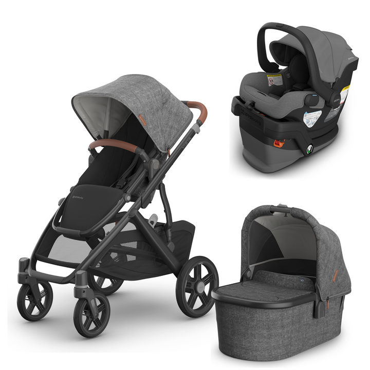 UPPAbaby Vista V3, Bassinet V3, and Mesa V3 Travel System in Greyson Charcoal Melange