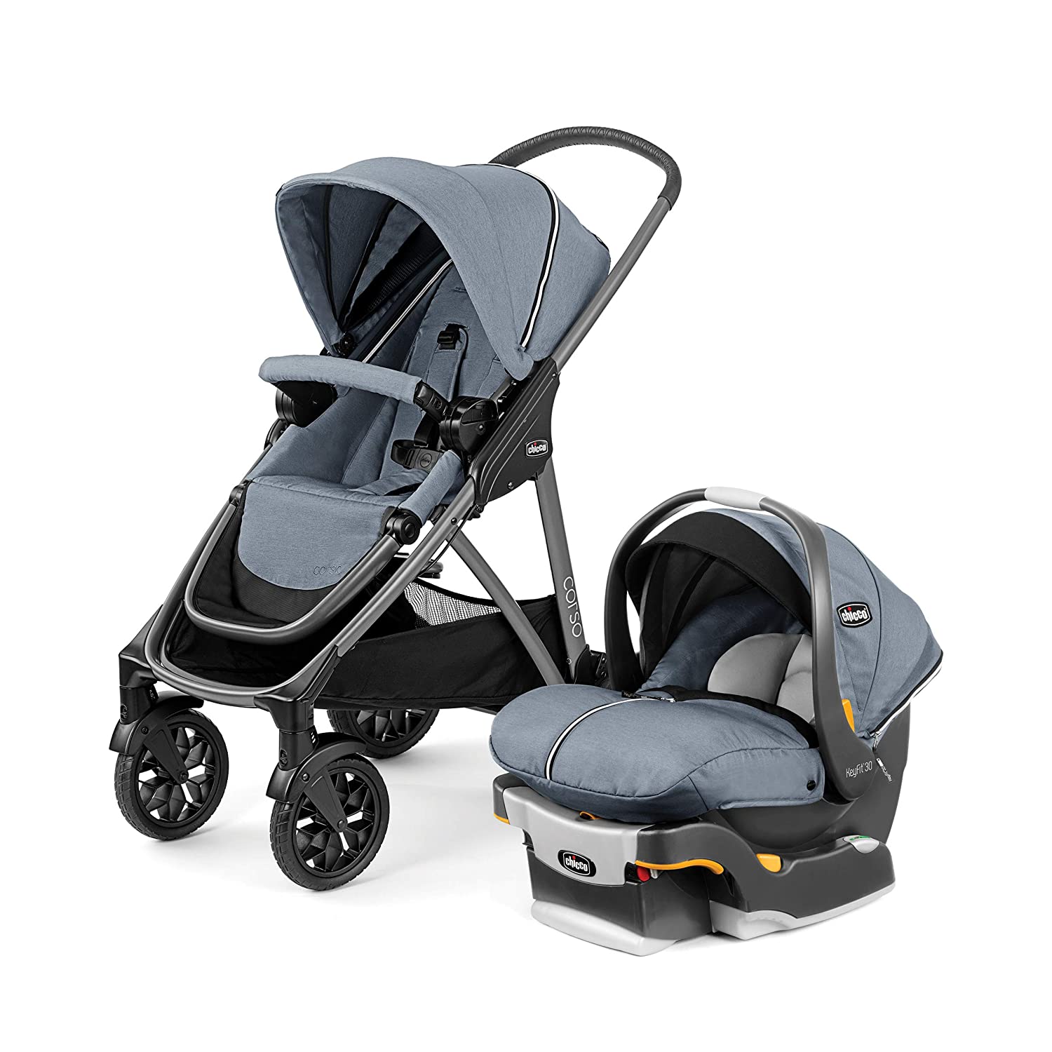 Chicco Corso Modular Travel System with KeyFit 30 Zip Infant Car Seat - Silverspring