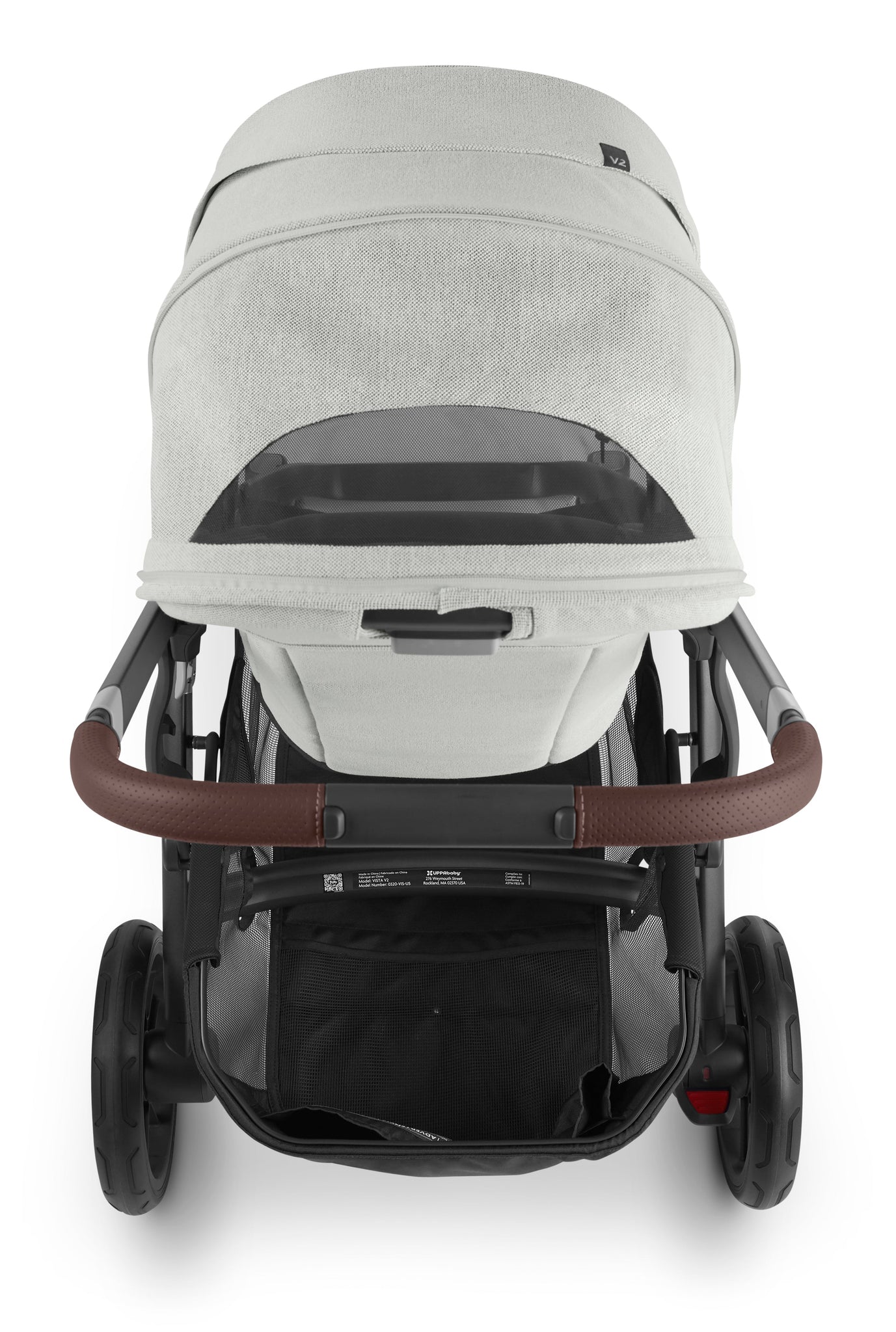 (Open Box - NEW) UPPAbaby Vista V2 Stroller - Anthony (White and Grey Chenille/Carbon/Chestnut Leather)