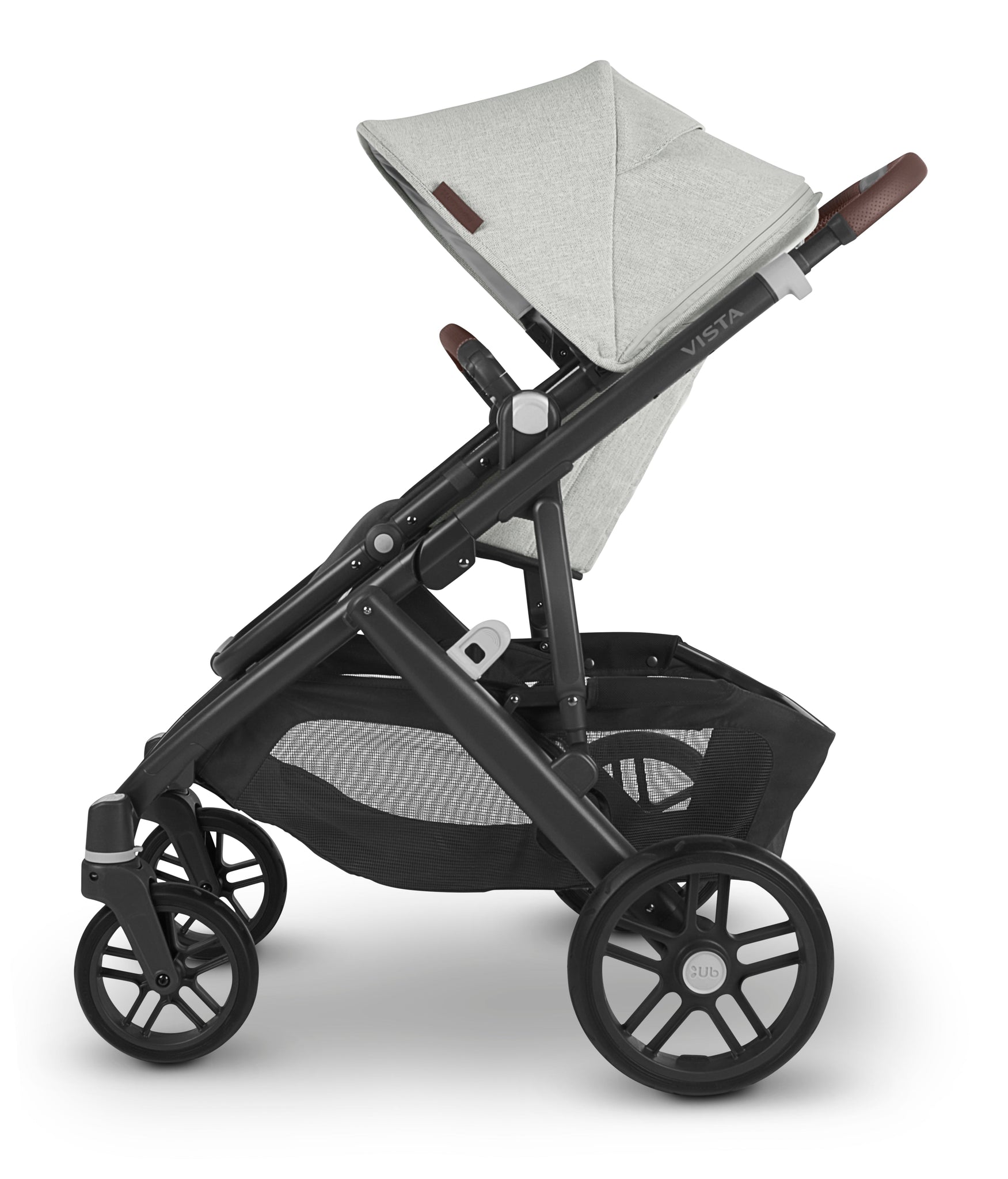 (Open Box - NEW) UPPAbaby Vista V2 Stroller - Anthony (White and Grey Chenille/Carbon/Chestnut Leather)
