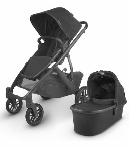 UPPAbaby Vista V2 Stroller & Bassinet - Jake (Black/Carbon/Black Leather)