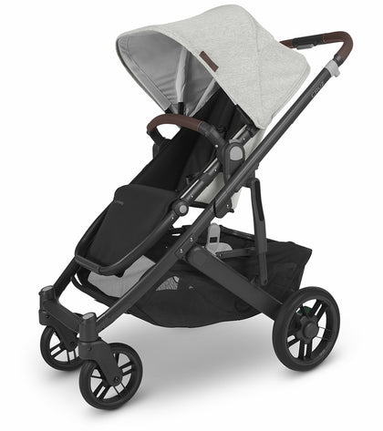 UPPAbaby Cruz V2 Stroller - Anthony (White and Grey Chenille / Carbon / Chestnut Leather)