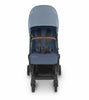 UPPAbaby Minu V2 Compact Stroller - Charlotte (Coastal Blue Melange / Carbon / Saddle Leather)