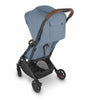 UPPAbaby Minu V2 Compact Stroller - Charlotte (Coastal Blue Melange / Carbon / Saddle Leather)