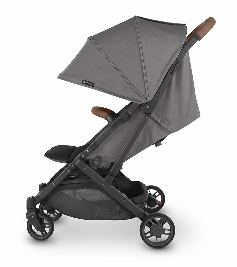 (Open box- NEW) UPPAbaby MINU V2 Compact Stroller - Greyson (Charcoal Melange/Carbon/Saddle Leather)