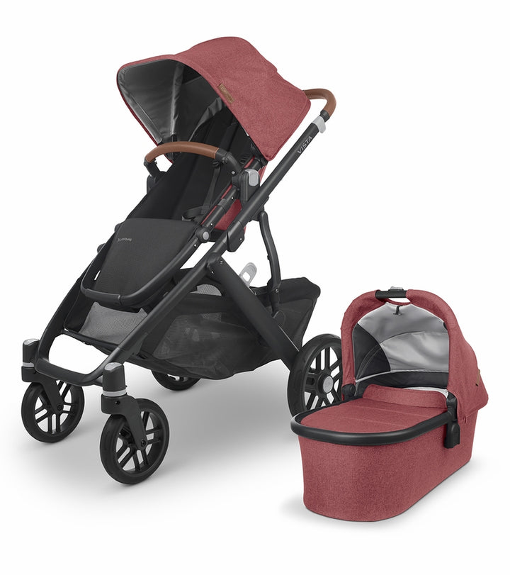 UPPAbaby Vista V2 Stroller &amp; Bassinet  - Lucy (Rosewood Melange / Carbon / Saddle Leather)