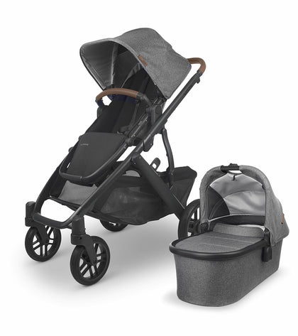 UPPAbaby Vista V2 Stroller & Bassinet - Greyson (Charcoal Melange/Carbon/Saddle Leather)