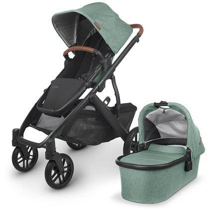 UPPAbaby VISTA V2 Stroller - Gwen (Green Melange / Carbon / Saddle Leather)